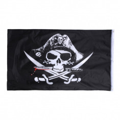 Steag pirati - Jolly Roger cu sabii si cutit foto