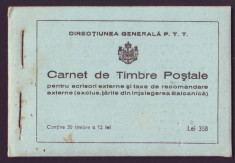 Romania 1939 - Carnet de marci postale 358L Centenarul nasterii Regelui Carol I foto