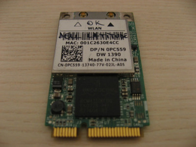 Placa de retea wireless Dell DW 1390, 0PC559, Latitude D420 D430 D530 D630 D830 foto