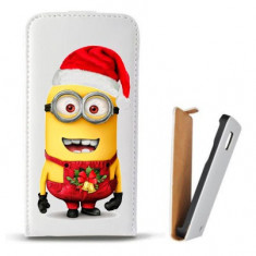 Toc SONY Xperia Z3 Compact Husa Piele Ecologica Flip Vertical Alba Model Craciun Minion Christmas foto