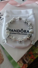 Bratara PANDORA + 17 charm talimane - placata argint S925 ORHIDEE foto