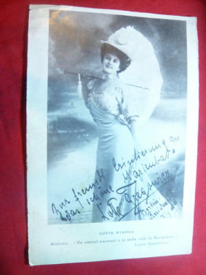 Fotografie -ilustratie a Actritei Lotte Ribiska cu dedicatie si autograf foto