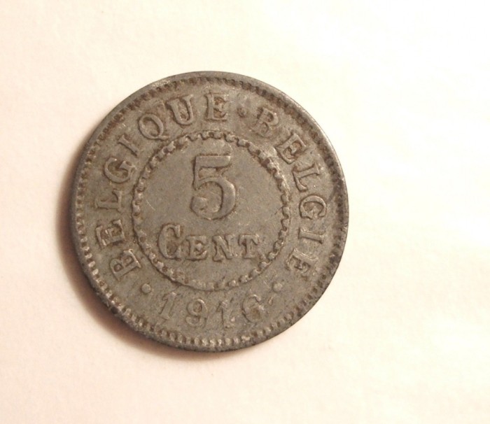 BELGIA 5 CENTIMES 1916 ZINC