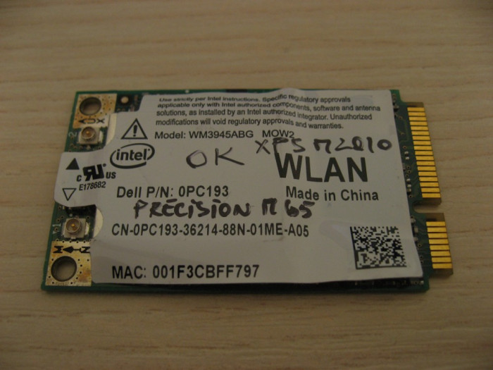 Placa de retea wireless laptop Dell Precision M65, Intel WM3945ABG MOW2, 0PC193