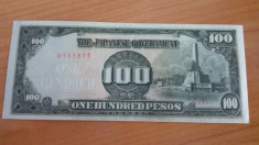 Japonia Ocupatia Japoneza in filipine 100 Pesos -1943 - Stare UNC foto