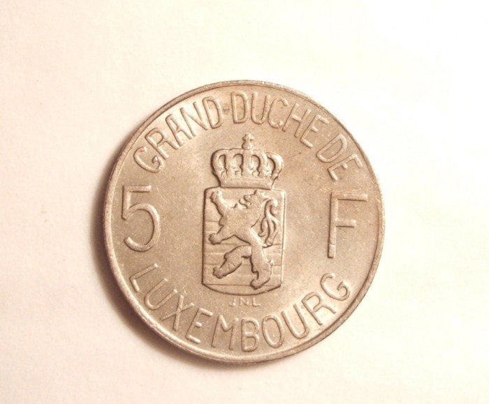 LUXEMBURG 5 FRANCI 1962 UNC