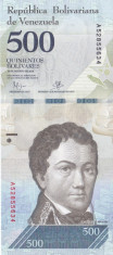 Bancnota Venezuela 500 Bolivares 2016 (2017) - PNew UNC foto