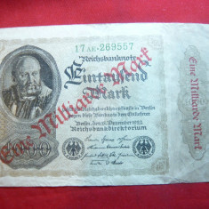 Bancnota 1000 marci 1922 ,supratipar rosu :1 miliard marci Germania