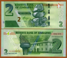 !!! NOU : ZIMBABWE - 2 DOLARI 2017 (2016) - P NEW - UNC foto