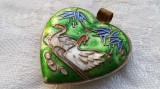 Argint MEDALION CLOISSONE unic LEBEDE pe LAC de efect SPLENDID vintage VECHI