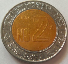 Moneda bimetal 2 Nuevo Pesos - MEXIC, anul 1993 *cod 4673 foto
