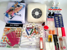 Kit set unghii false,lampa uv,aspirator + Bonus foto