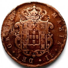 MONEDA URIASA 37mm PORTUGALIA, Maria II 1834-1853 , 20 REIS 1847, CIFRE ROMANE! foto