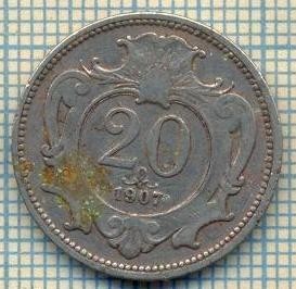 10758 MONEDA- AUSTRIA -20 HELLER -anul 1907 -STAREA CARE SE VEDE