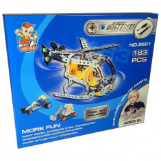 Jucarie metalica Set constructii Elicopter cu elice 183 piese foto