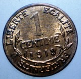 F.395 FRANTA 1 CENTIME 1919 XF/AUNC, Europa, Bronz