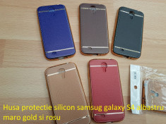 Husa protectie silicon samsug galaxy S4 albastru maro gold si rosu foto