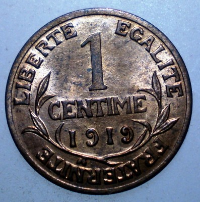 F.401 FRANTA 1 CENTIME 1919 XF/AUNC foto