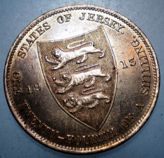 D.208 JERSEY GEORGE V 1/24 SHILLING 1913 AUNC foto