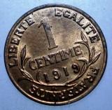 F.411 FRANTA 1 CENTIME 1919 XF/AUNC, Europa, Bronz