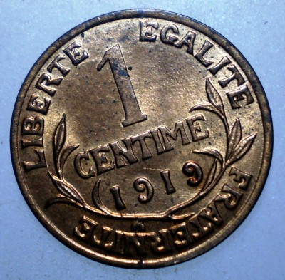F.411 FRANTA 1 CENTIME 1919 XF/AUNC foto