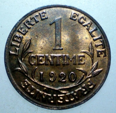 F.394 FRANTA 1 CENTIME 1920 XF/AUNC foto