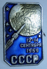I.212 INSIGNA URSS RUSIA AVIATIE COSMOS 1959 LUNA 2 h23mm foto