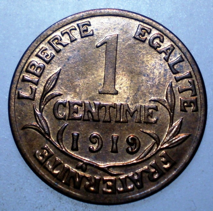 F.419 FRANTA 1 CENTIME 1919 XF/AUNC