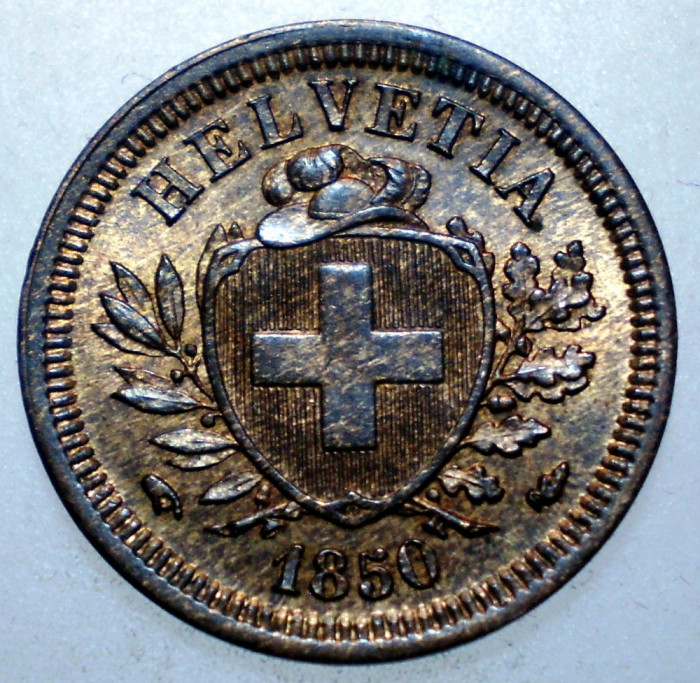 F.423 ELVETIA 1 RAPPEN 1850 A XF/AUNC