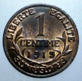 F.406 FRANTA 1 CENTIME 1919 XF/AUNC, Europa, Bronz