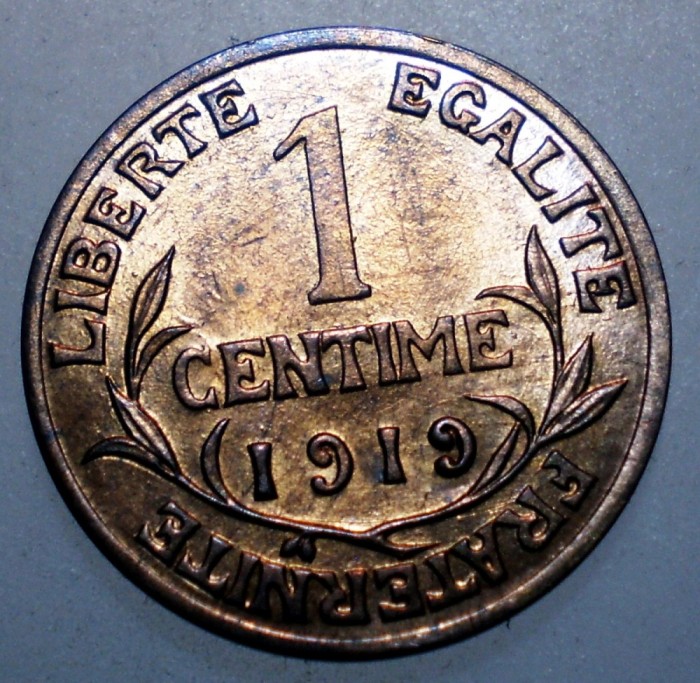 F.407 FRANTA 1 CENTIME 1919 XF/AUNC