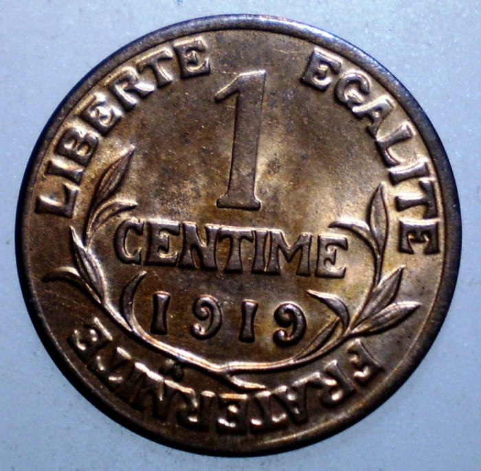 F.399 FRANTA 1 CENTIME 1919 XF/AUNC