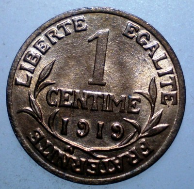 F.402 FRANTA 1 CENTIME 1919 XF/AUNC foto