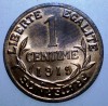 F.400 FRANTA 1 CENTIME 1919 XF/AUNC, Europa, Bronz