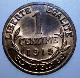 F.400 FRANTA 1 CENTIME 1919 XF/AUNC, Europa, Bronz