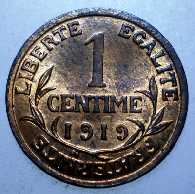 F.420 FRANTA 1 CENTIME 1919 XF/AUNC foto