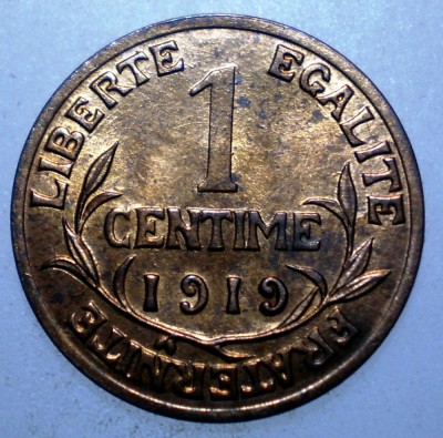 F.417 FRANTA 1 CENTIME 1919 XF/AUNC foto