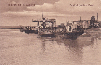 SALUTARI DIN TURNU SEVERIN PORTUL SI SANTIERUL NAVAL CIRCULATA 1923 foto