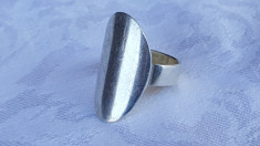 Inel argint Oval Opulent VECHI executat manual in argint brut MASIV de Efect RAR foto