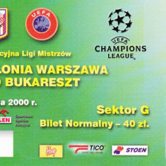 Bilet meci fotbal POLONIA VARSOVIA-DINAMO Bucuresti (02.08.2000)