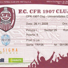 Bilet meci fotbal CFR CLUJ - UNIVERSITATEA CRAIOVA 28.11.2009