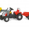 Tractor Cu Pedale Si Remorca Rolly Toys 023936 Alb Rosu