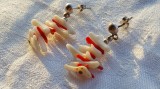 Argint CERCEI cu CORAL ROSU si ALB contrast SPLENDID vintage VECHI de efect RARI