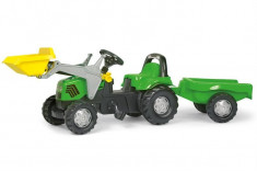 Tractor Cu Pedale Si Remorca Copii Rolly Toys 023196 Verde foto