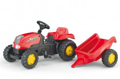 Tractor Cu Pedale Si Remorca Copii Rolly Toys 012121 Rosu foto