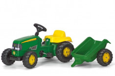 Tractor Cu Pedale Si Remorca Copii Rolly Toys 012190 Verde foto