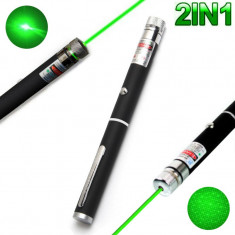Laser Verde 2 in 1 High Power 10mW 532nm Green Beam Laser Pointer Projector Pen foto