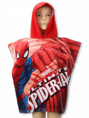 Prosop de plaja poncho Spiderman rosu foto