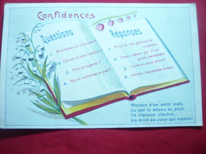 Ilustrata- Litografie- Caiet de confidente , circulat 1903
