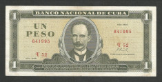 CUBA 1 PESO 1968 [1] P-102a.2 , VF foto